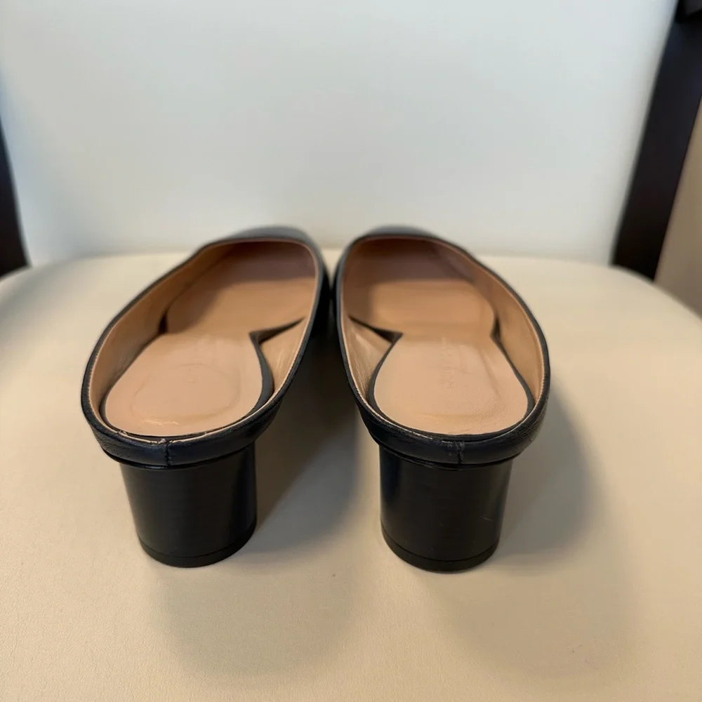 Club Monaco Aveena Block Heel Leather Mules Navy size 38 or 8 - Picture 10 of 13